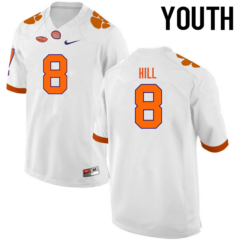 Youth Clemson Tigers #8 Tye Hill College Football Jerseys-White - Click Image to Close